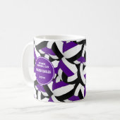 paarse zwarte school kleuren volleybal coach cadea koffiemok (Voorkant links)