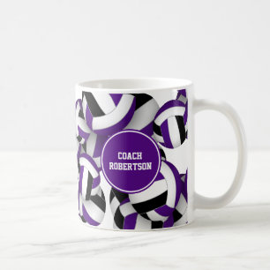 paarse zwarte schoolkleuren volleybalcoach cadeau koffiemok