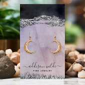 Paarse zwarte Silver Modern Earring Display Kaart Visitekaartje