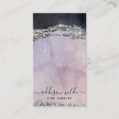 Paarse zwarte Silver Modern Earring Display Kaart Visitekaartje (Voorkant)