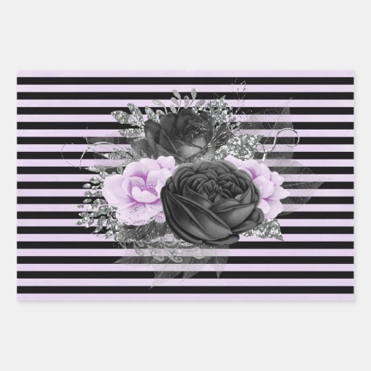 PAARSE ZWARTE SILVER-STROMEN EN -PATRONEN INPAKPAPIER VEL (Voorkant 3)