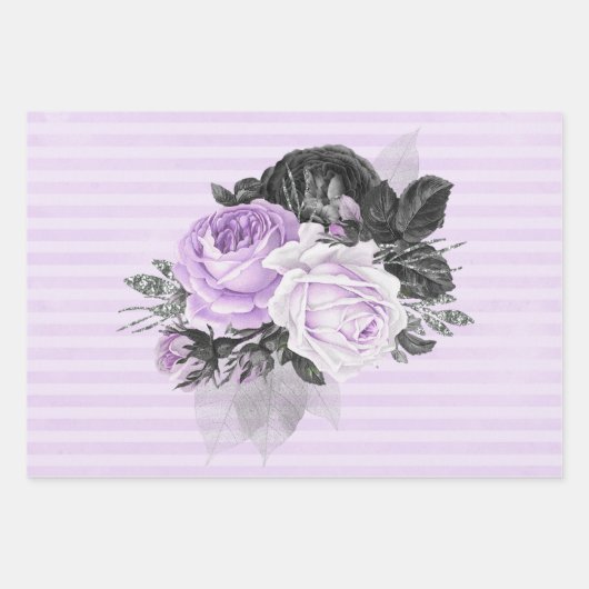 PAARSE ZWARTE SILVER-STROMEN EN -PATRONEN INPAKPAPIER VEL (Voorkant)