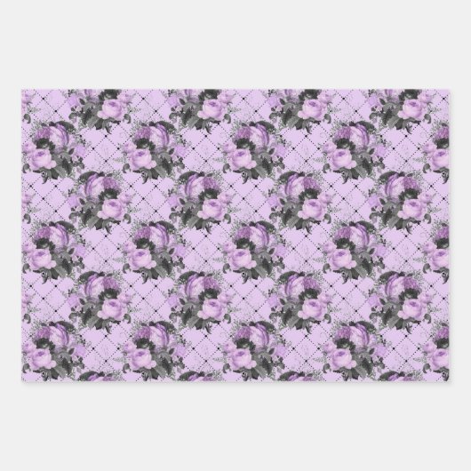 PAARSE ZWARTE SILVER-STROMEN EN -PATRONEN INPAKPAPIER VEL (Voorkant 3)