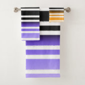 Paarse zwarte Sinaasappel verfkwast Halloween Bad Handdoek (Insitu)