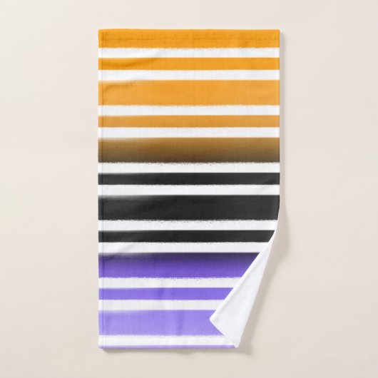 Paarse zwarte Sinaasappel verfkwast Halloween Bad Handdoek (Handdoek)