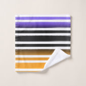 Paarse zwarte Sinaasappel verfkwast Halloween Bad Handdoek (Wasdoekje)