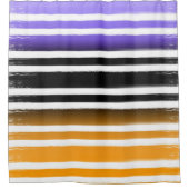 Paarse zwarte Sinaasappel verfkwast Halloween Douchegordijn (Voorkant)