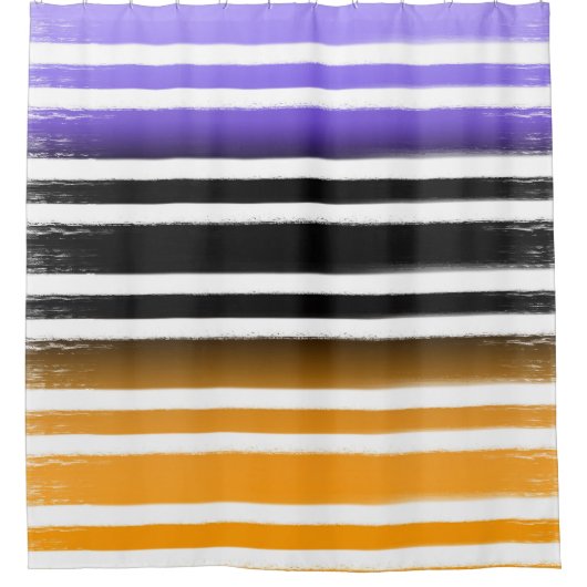 Paarse zwarte Sinaasappel verfkwast Halloween Douchegordijn (Voorkant)