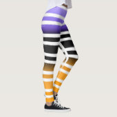 Paarse zwarte Sinaasappel verfkwast Halloween Leggings (Rechts)