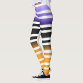 Paarse zwarte Sinaasappel verfkwast Halloween Leggings (Links)