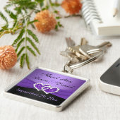 Paarse, zwarte Sleutelhanger voor hartenweddenscha (Zijkant)