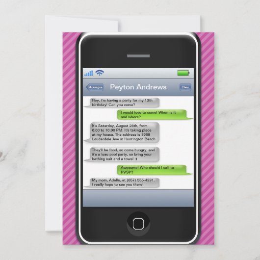 Paarse/zwarte Smart Phone feestdag Kaart (Voorkant)