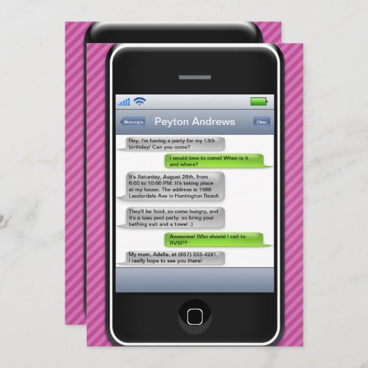 Paarse/zwarte Smart Phone feestdag Kaart (Voorkant / Achterkant)