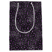 Paarse zwarte sparkle luipaard print medium cadeauzakje (Voorkant)