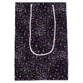 Paarse zwarte sparkle luipaard print medium cadeauzakje (Achterkant)