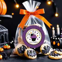 Paarse Zwarte Spin Polka Dot Halloween Verjaardag Ronde Sticker
