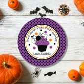 Paarse Zwarte Spin Polka Dot Halloween Verjaardag Ronde Sticker