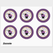 Paarse Zwarte Spin Polka Dot Halloween Verjaardag Ronde Sticker (Vel)