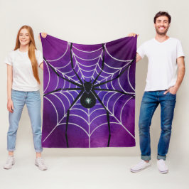 Paarse zwarte spinnestlanket fleece deken