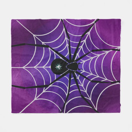 Paarse zwarte spinnestlanket fleece deken (Voorkant (Horizontaal))