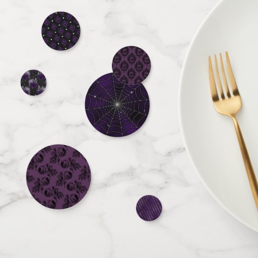 PAARSE ZWARTE SPOOKY HALLOWEEN PATRONEN CONFETTI (Groep)