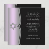 Paarse Zwarte Ster van David Bat Mitzvah Kaart (Voorkant / Achterkant)