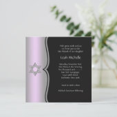 Paarse Zwarte Ster van David Bat Mitzvah Kaart (Staand voorkant)