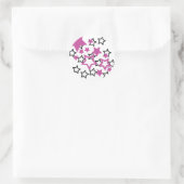 paarse zwarte sterren ronde sticker (Tas)