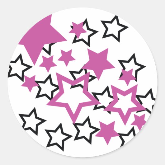 paarse zwarte sterren ronde sticker (Voorkant)