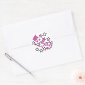 paarse zwarte sterren ronde sticker (Envelop)