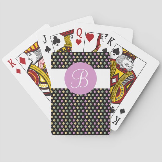Paarse zwarte stippen aangepaste monogram speelkaa pokerkaarten (Achterkant)