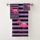 PAARSE ZWARTE STREEP FLAMINGO BADKAMER HANDDOEK SE (Insitu)