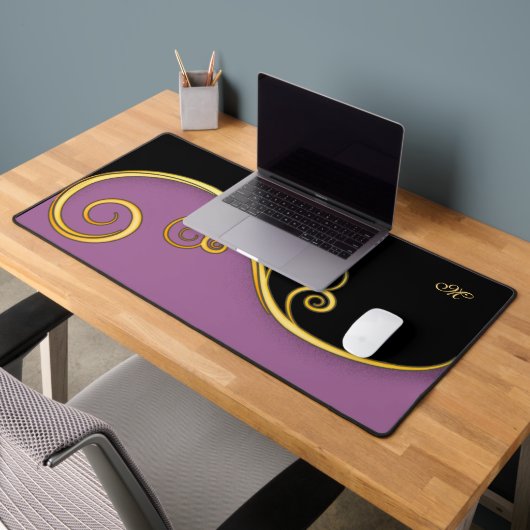 Paarse-zwarte Swirl Desk Mat w/out Initiaal(s) (Kantoor 2)