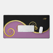 Paarse-zwarte Swirl Desk Mat w/out Initiaal(s) (Keyboard & Muis)