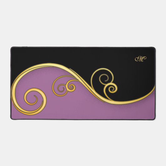 Paarse-zwarte Swirl Desk Mat w/out Initiaal(s) (Voorkant)