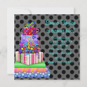 Paarse Zwarte Taart Cadeaus Meisjes 2e Verjaardag Kaart (Achterkant)