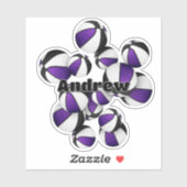 paarse zwarte team kleuren basketballen spelersnaa sticker (Vel)