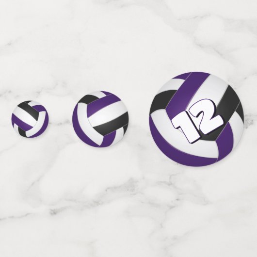 paarse zwarte team kleuren kinder volleybal partij confetti (Voorkanten)