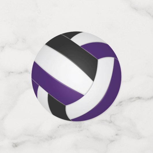 paarse zwarte team kleuren kinder volleybal partij confetti (Kleine voorkant)