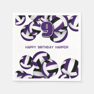 paarse zwarte team kleuren volleybal kinder sporte servet