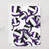 paarse zwarte team kleuren volleybal verjaardagsfe kaart (Achterkant)