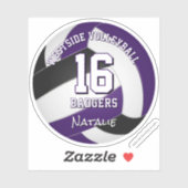 paarse zwarte team kleuren volleybalspeler sticker (Vel)