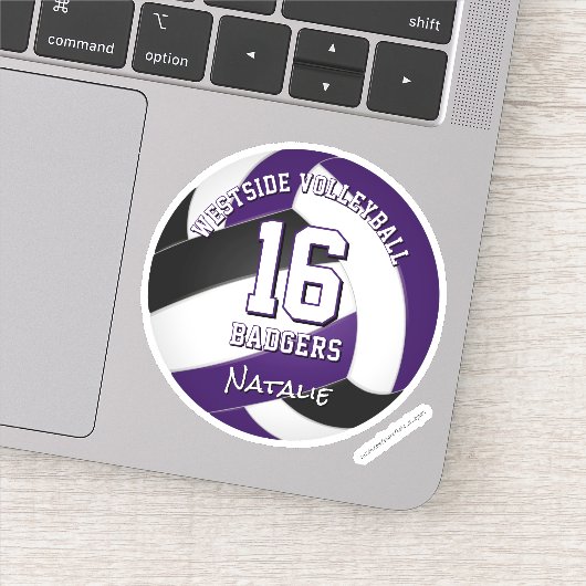 paarse zwarte team kleuren volleybalspeler sticker (Detail)