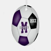 paarse zwarte teamkleuren keepsake voetbal metalen ornament (Voorkant Rechts)