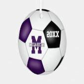 paarse zwarte teamkleuren keepsake voetbal metalen ornament (Voorkant links)