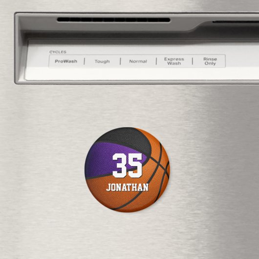 paarse zwarte teamkleuren realistische basketbal magneet (Insitu (Vaatwasser))