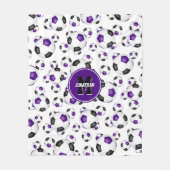paarse zwarte teamkleuren voetballen patroon fleece deken (Voorkant)