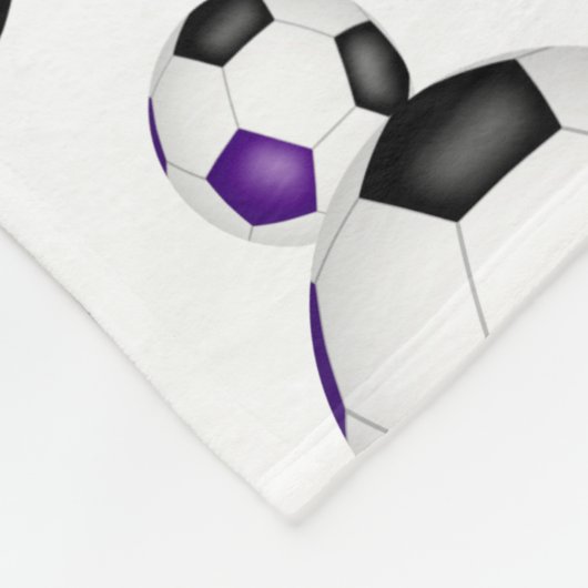 paarse zwarte teamkleuren voetballen patroon fleece deken (Hoek)