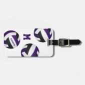 paarse zwarte teamkleuren volleybalreis bagagelabel (Voorkant horizontaal)