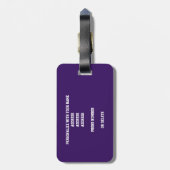 paarse zwarte teamkleuren volleybalreis bagagelabel (Achterkant verticaal)